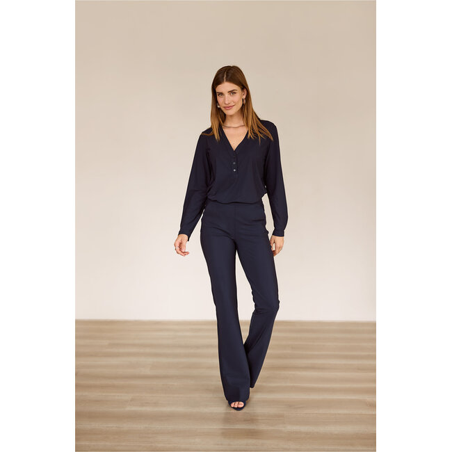 FLAIR LONG BONDED TROUSERS – DARK BLUE