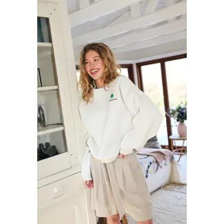 Lollys Laundry Grijze sweater met klaver