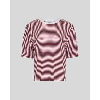 MSCH Copenhagen T-Shirt gestreept beige/rood