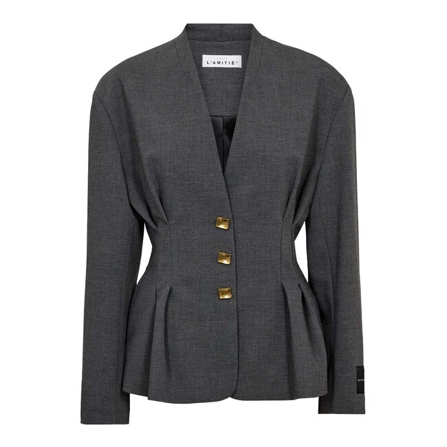Enna Waist Pleat Blazer Antracit