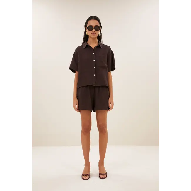 Linnen blouse Espresso