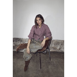 HAUTE L'AMITIÉ Musa Check Smock Shirt Wine
