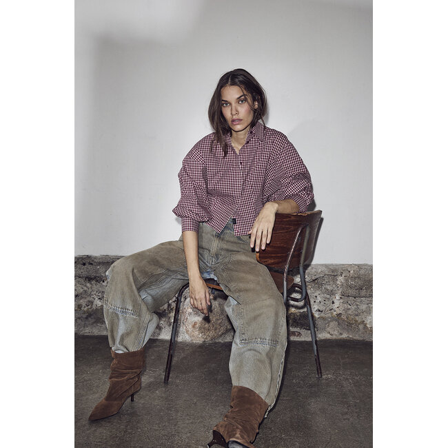 Musa Check Smock Shirt Wine