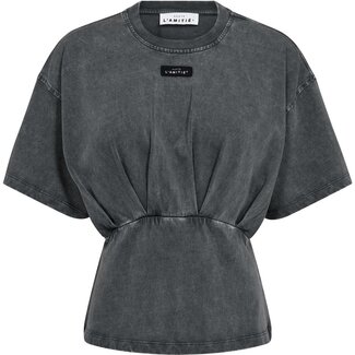 HAUTE L'AMITIÉ Romie Acid Pleat Tee Black Acid Wash