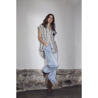 HAUTE L'AMITIÉ Geblokte blouse