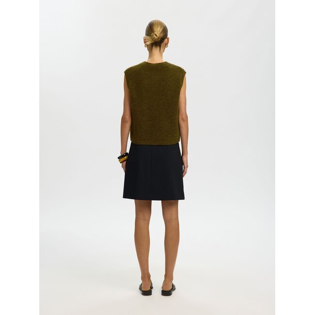 SLWLULU SL BUTTON O-NECK VEST NOOS Fir Green Melange