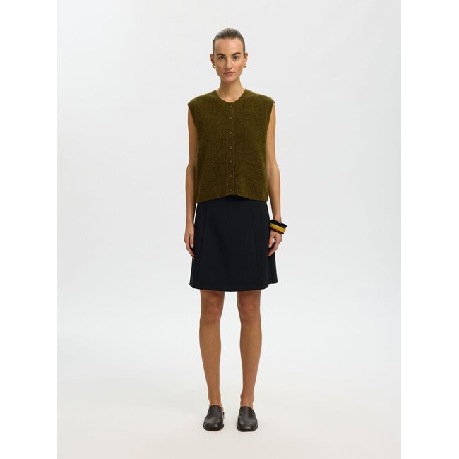 SLWLULU SL BUTTON O-NECK VEST NOOS Fir Green Melange