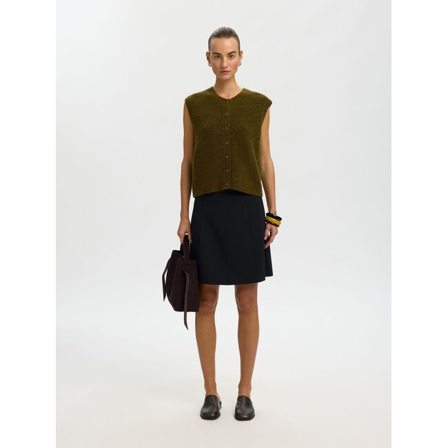 SLWLULU SL BUTTON O-NECK VEST NOOS Fir Green Melange
