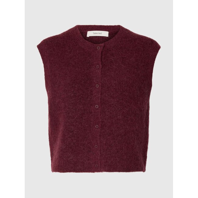 SLWLULU SL BUTTON O-NECK VEST NOOS Tawny Port MELANGE
