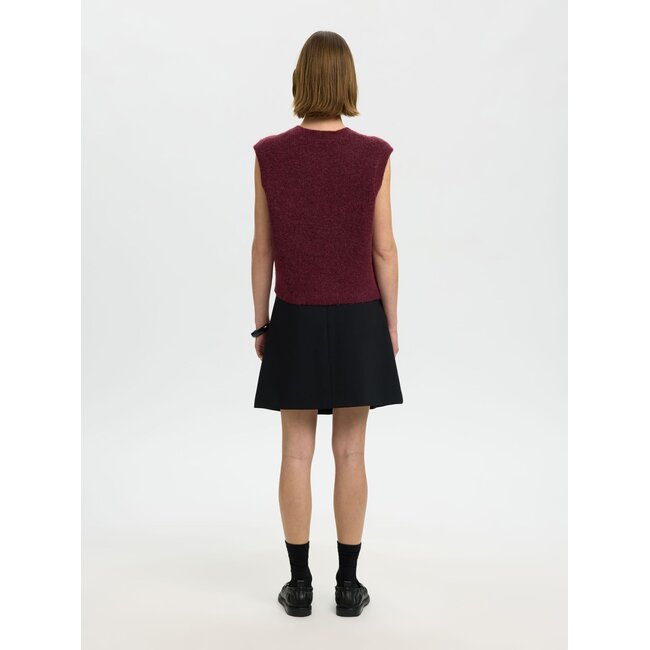 SLWLULU SL BUTTON O-NECK VEST NOOS Tawny Port MELANGE