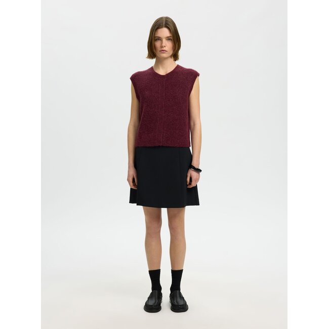 SLWLULU SL BUTTON O-NECK VEST NOOS Tawny Port MELANGE