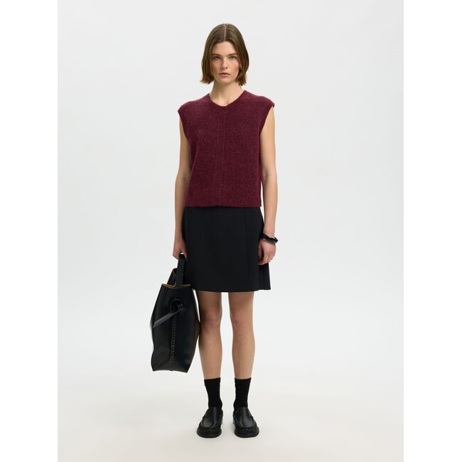 SLWLULU SL BUTTON O-NECK VEST NOOS Tawny Port MELANGE
