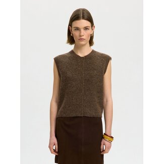Selected Femme SLWLULU SL BUTTON O-NECK VEST NOOS Dachshund Melange