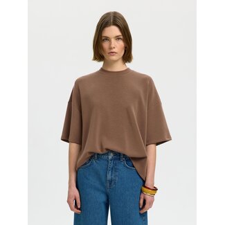 Selected Femme SLWOVERSIZED TENNY TEE NOOS Chocolate Chip