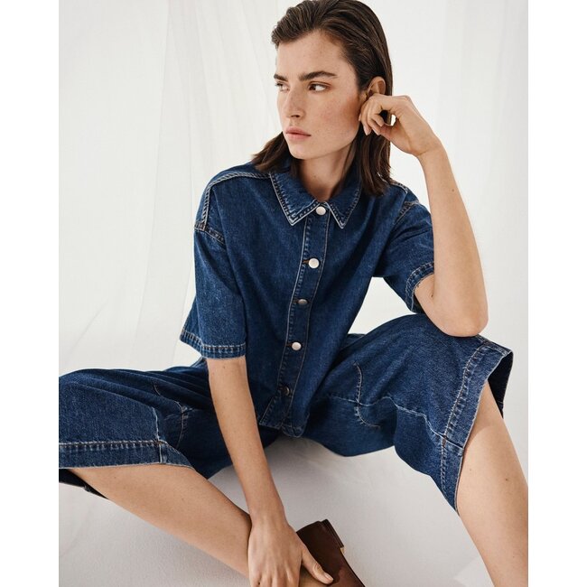 MSCHManna Alena 2/4 Shirt Mid Blue Wash Blue