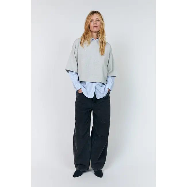 DanLL Boxy Sweatshirt 3/4 Light Grey Melange
