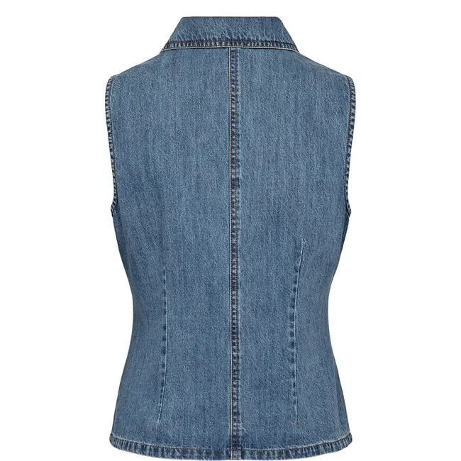 NUSANDIE VEST Medium Blue Denim