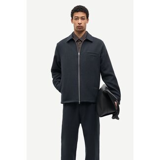Samsoe Samsoe MEN SADAMON GT ZIP OVERSHIRT 16201 DARK GREY MEL.