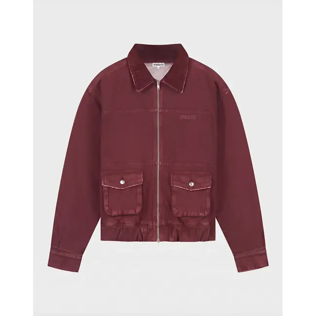 Gianna Denim Bomber Jacket Red