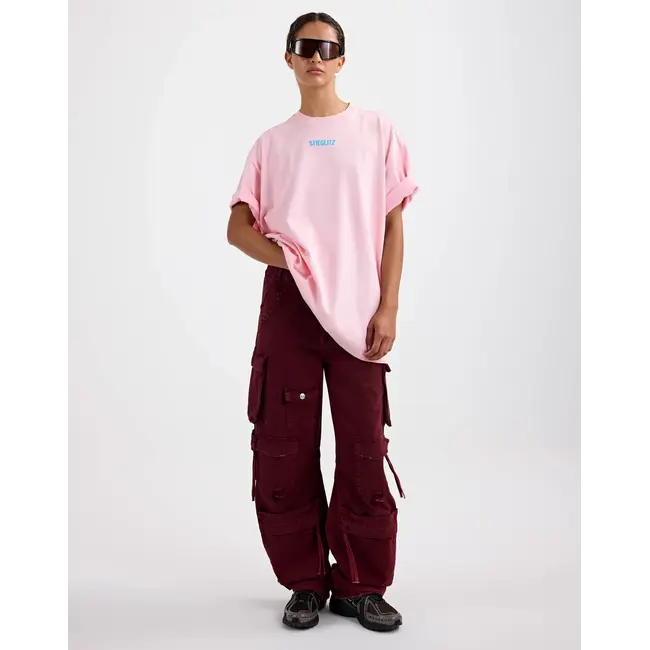 Basic Worn-out Oversized T-shirt Pink