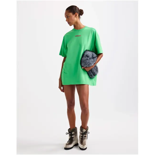 Basic Worn-out Oversized T-shirt Green