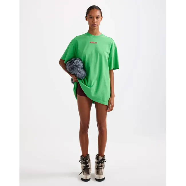 Basic Worn-out Oversized T-shirt Green
