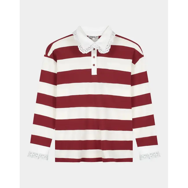 Zelina Polo Longsleeve Lace Cuff Brown