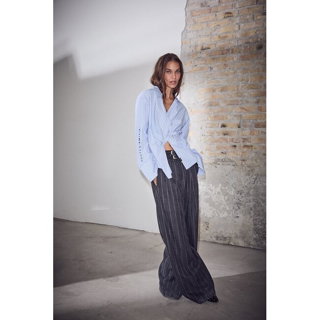 Nina Strap Shirt Pale Blue Stripe