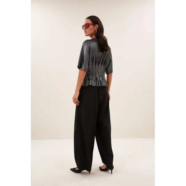 Jule Herringbone Pants Black