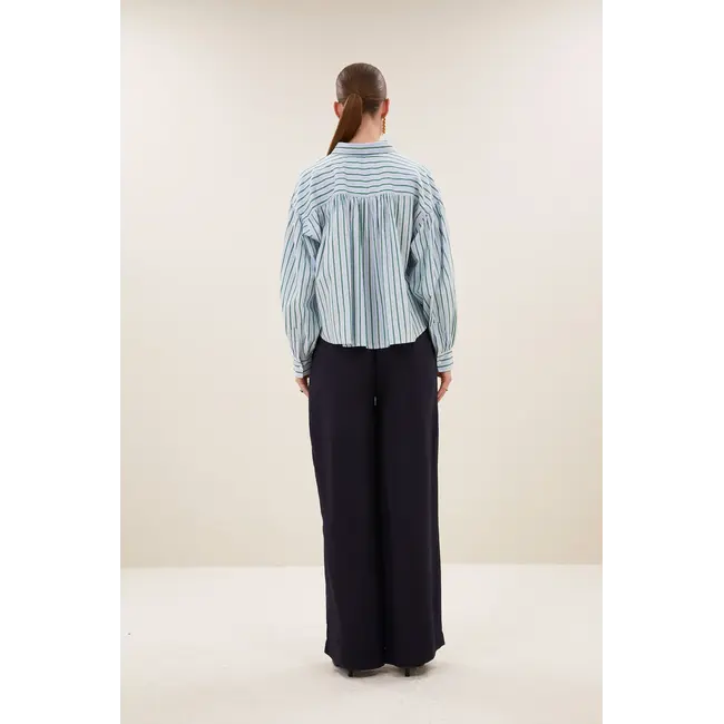 Sarah Short Sea Blouse Green Sea Stripe