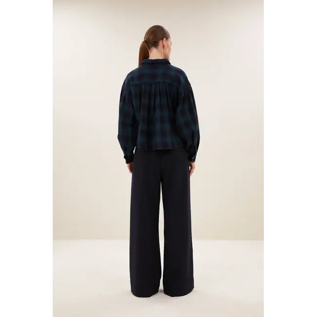 Sarah Short Green Check Blouse Green Tartan Check