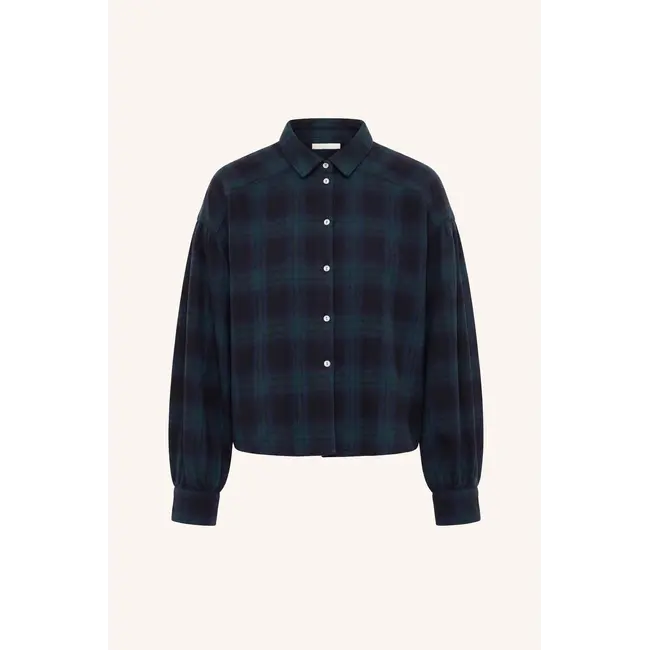 Sarah Short Green Check Blouse Green Tartan Check