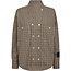 High Collar Check Shirt Beige