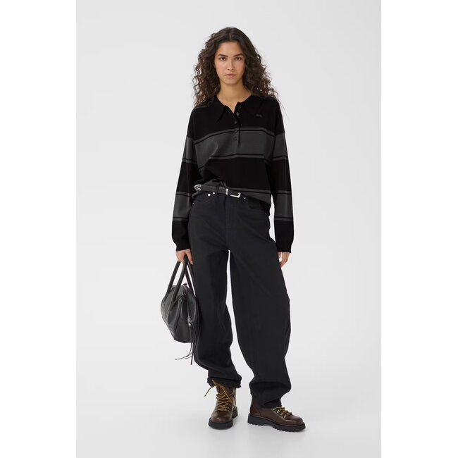 GZsilda polo pullover Black/Raven striped
