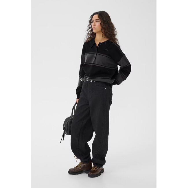 GZsilda polo pullover Black/Raven striped