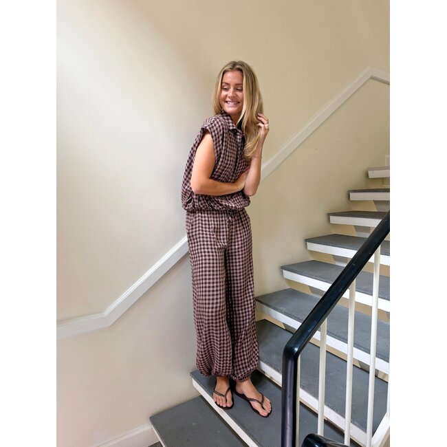 BCMALLE balloon pant Brown Check