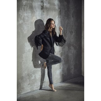 HAUTE L'AMITIÉ Premiere Fringe Blazer Black