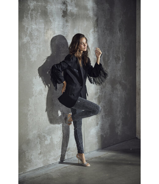 HAUTE L'AMITIÉ Premiere Fringe Blazer Black