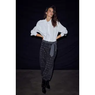 HAUTE L'AMITIÉ Flip Waist Rivet Tall Jeans Black