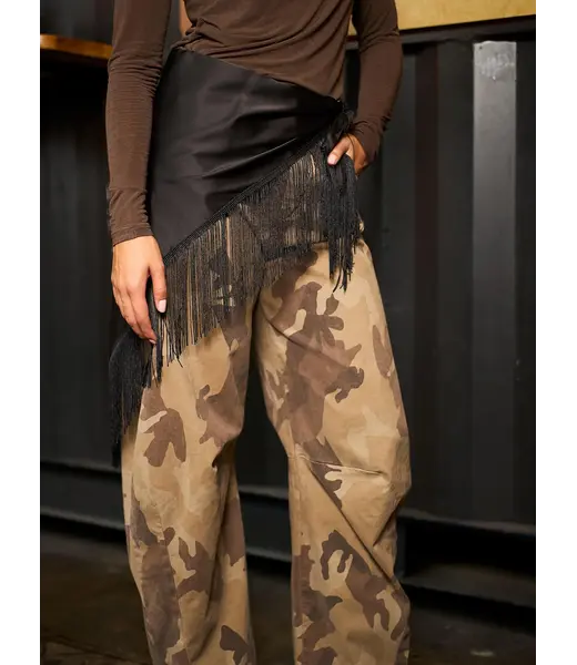 Black Colour BCAILA barrel pant Brown Camouflage
