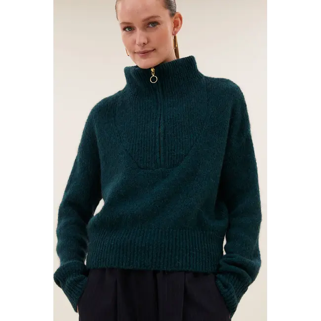 Boxy Beau Pullover Dark Green