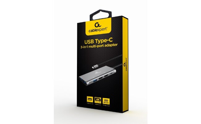 Gembird USB Type-C 3-in-1 multi-adapter (Hub + HDMI + PD)