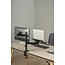 Adjustable desk stand with monitor arm and laptop holder