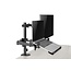 Adjustable desk stand with monitor arm and laptop holder
