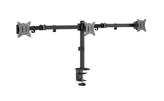 Triple monitor arm for desk mounting, 17”-27”