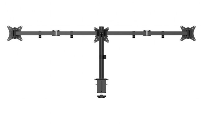 Triple monitor arm for desk mounting, 17”-27”