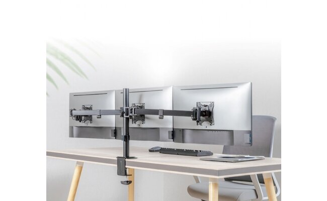 Triple monitor arm for desk mounting, 17”-27”