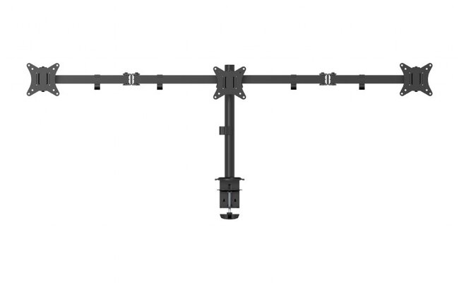 Triple monitor arm for desk mounting, 17”-27”
