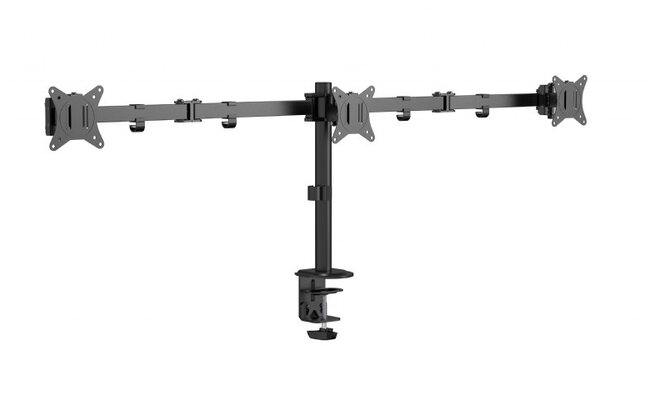 Triple monitor arm for desk mounting, 17”-27”