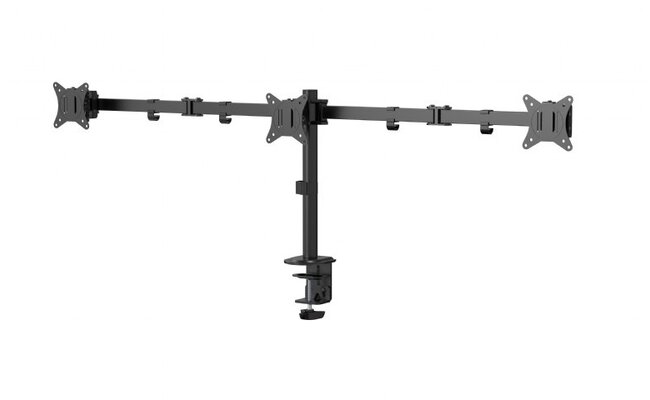 Triple monitor arm for desk mounting, 17”-27”